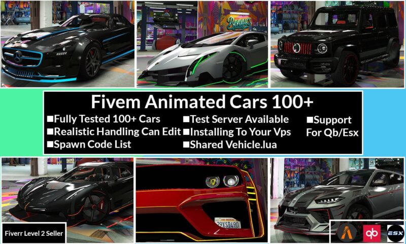 create the latest premium 100 animated car pack for fivem 1 | Tebex Store